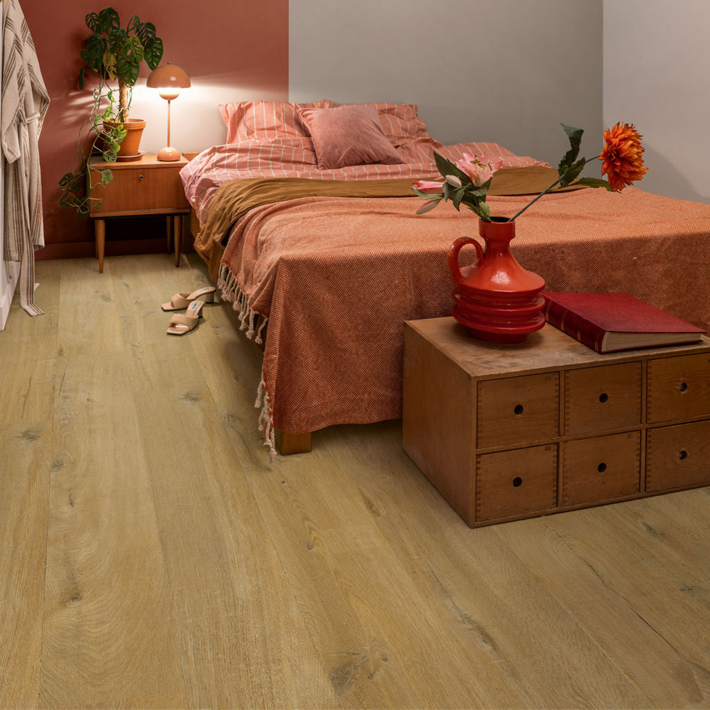 Quick-Step Alpha Bloom – Cotton Oak Deep Natural LVT Flooring (AVMPU40203) - Premium Alpha Bloom collection featuring oak luxury vinyl tile flooring with waterproof technology and easy click-fit installation