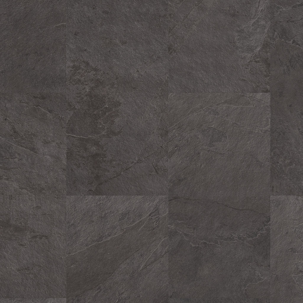 Quick-Step Alpha Vinyl Oro Black Slate AVSTU40035 - Premium Quick-Step collection featuring black luxury vinyl tile flooring with waterproof technology and easy click-fit installation