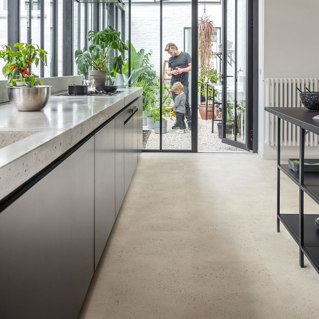 Quick-Step Alpha Vinyl Illume Oyster Concrete AVMTU40275 - Premium Quick-Step collection featuring luxury vinyl tile flooring with waterproof technology and easy click-fit installation