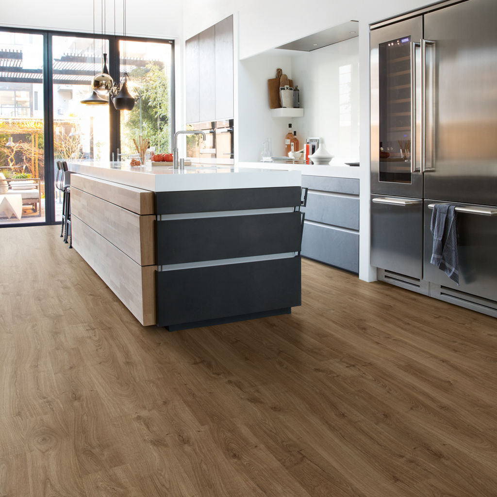 Quick-Step Eligna Newcastle Oak Brown 8mm Laminate Flooring (EL3582) - Premium Quick-Step collection featuring oak luxury vinyl tile flooring with waterproof technology and easy click-fit installation