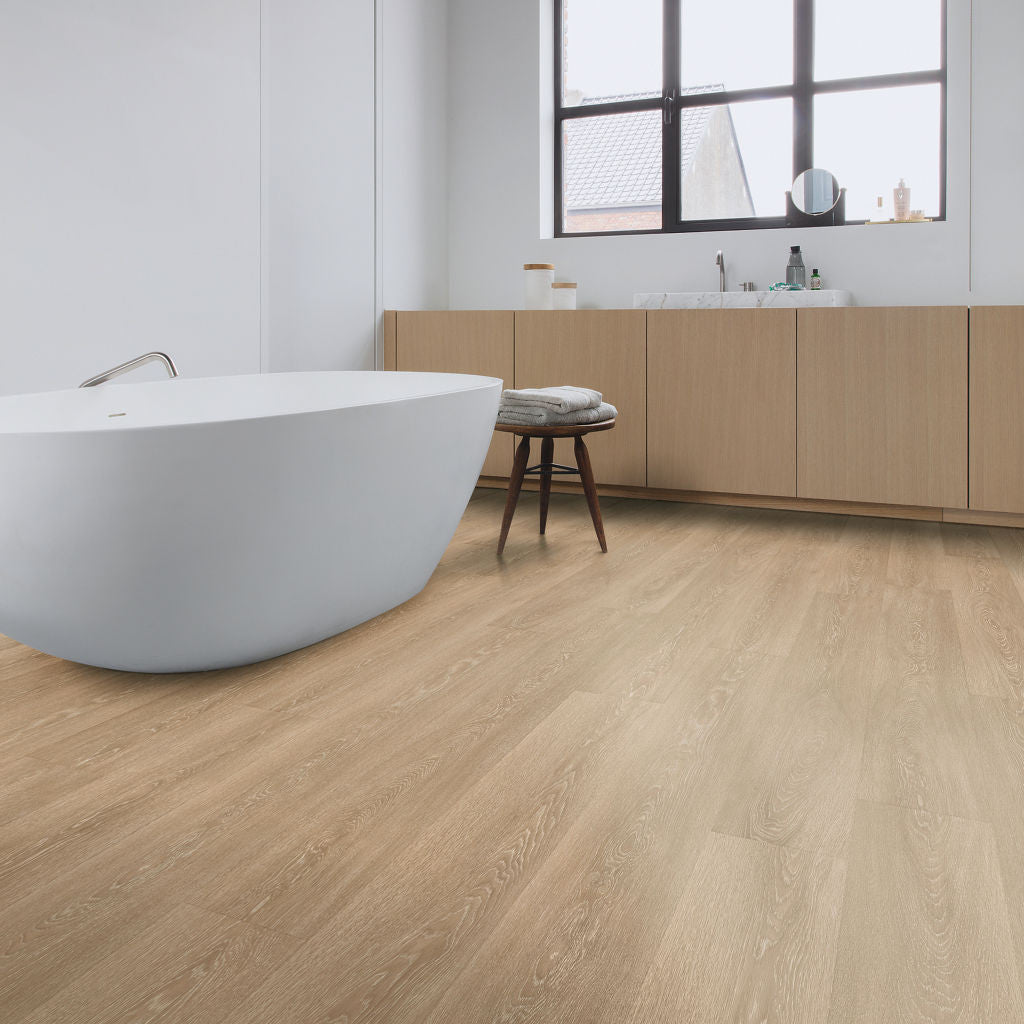 Quick‑Step Majestic Valley Oak Light Brown 9.5mm Laminate Flooring (MJ3555) - Premium Quick-Step collection featuring oak luxury vinyl tile flooring with waterproof technology and easy click-fit installation