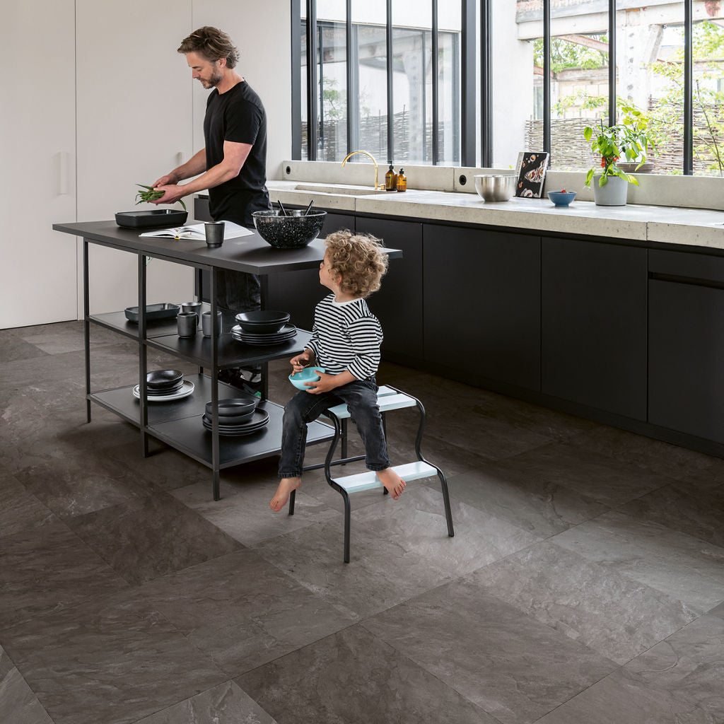 Quick‑Step Muse Grey Slate MUS5493 8mm Laminate Flooring (MUS5493) - Premium Quick-Step collection featuring grey luxury vinyl tile flooring with waterproof technology and easy click-fit installation
