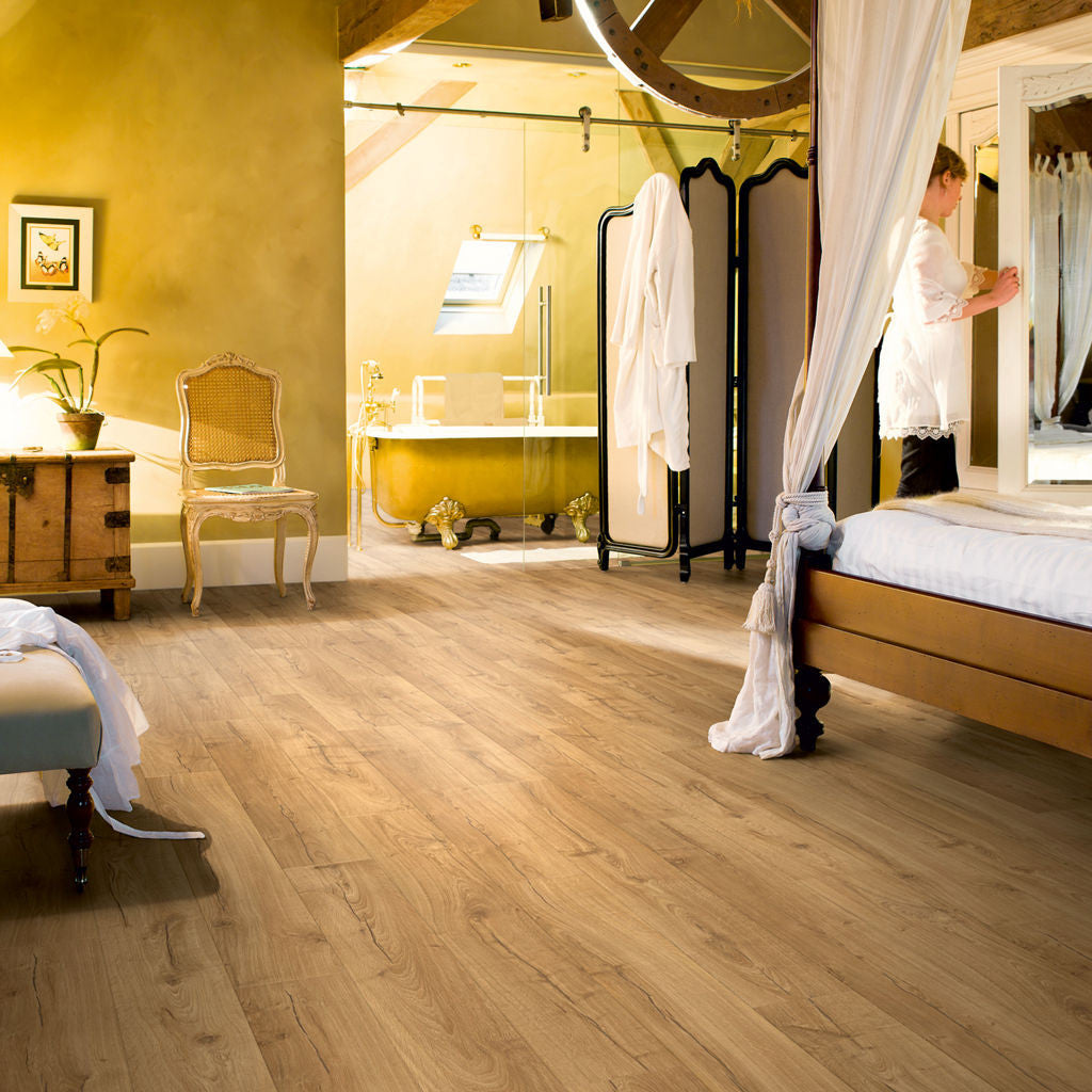 Quick-Step Impressive Ultra Classic Oak Natural IMU1848 12mm Laminate Flooring 9.5mm Laminate Flooring (IMU1848) - Premium Impressive collection featuring oak luxury vinyl tile flooring with waterproof technology and easy click-fit installation