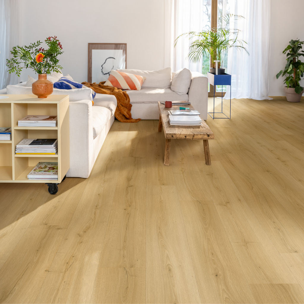 Quick-Step Alpha Bloom – Botanic Oak Honey LVT Flooring (AVMPU40318) - Premium Alpha Bloom collection featuring oak luxury vinyl tile flooring with waterproof technology and easy click-fit installation