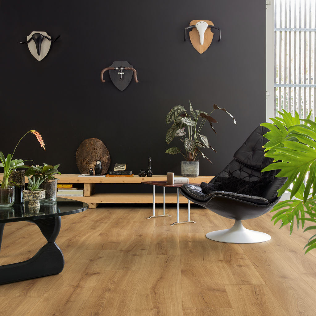 Quick‑Step Majestic Desert Oak Warm Natural 9.5mm Laminate Flooring (MJ3551) - Premium Quick-Step collection featuring oak luxury vinyl tile flooring with waterproof technology and easy click-fit installation