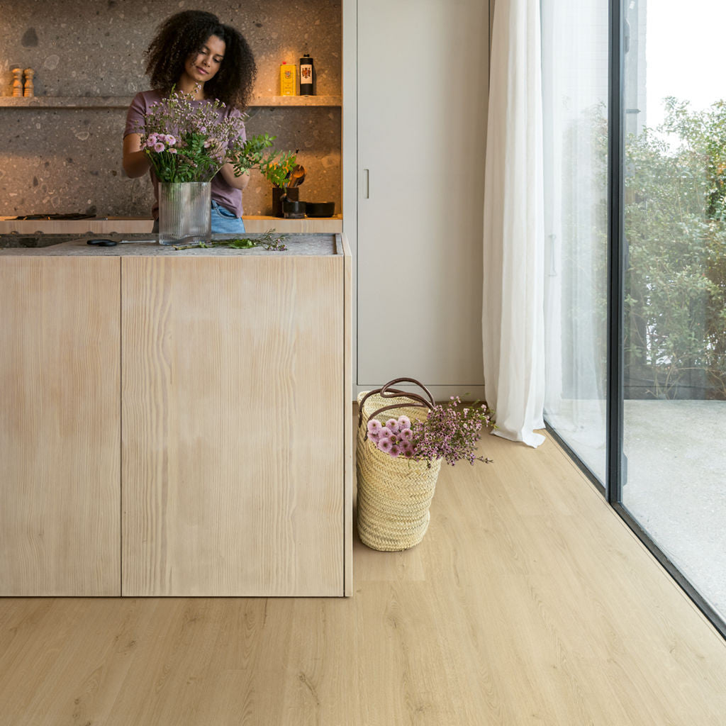 Quick-Step Alpha Bloom – Botanic Beige LVT Flooring (AVMPU40236) - Premium Alpha Bloom collection featuring beige luxury vinyl tile flooring with waterproof technology and easy click-fit installation