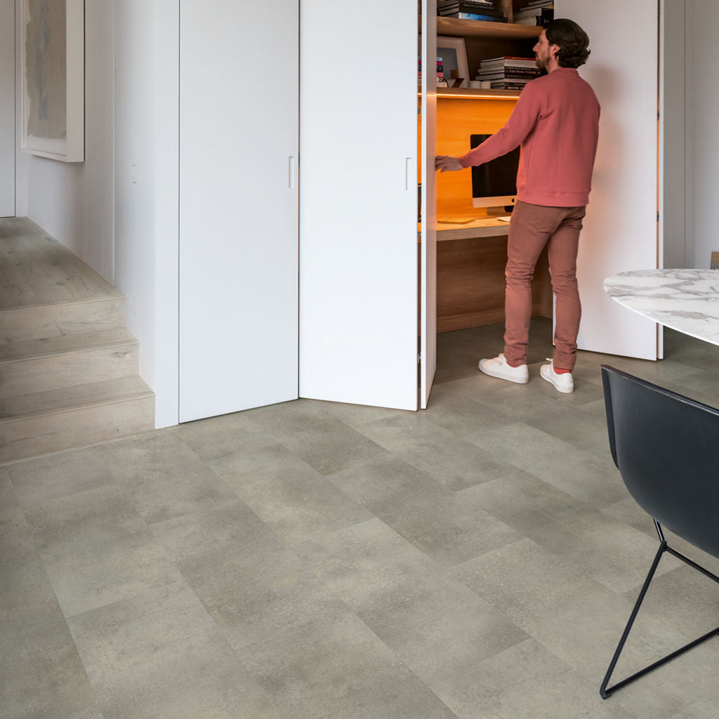 Quick-Step Alpha Vinyl Oro Concrete Rock AVSTU40234 - Premium Quick-Step collection featuring luxury vinyl tile flooring with waterproof technology and easy click-fit installation