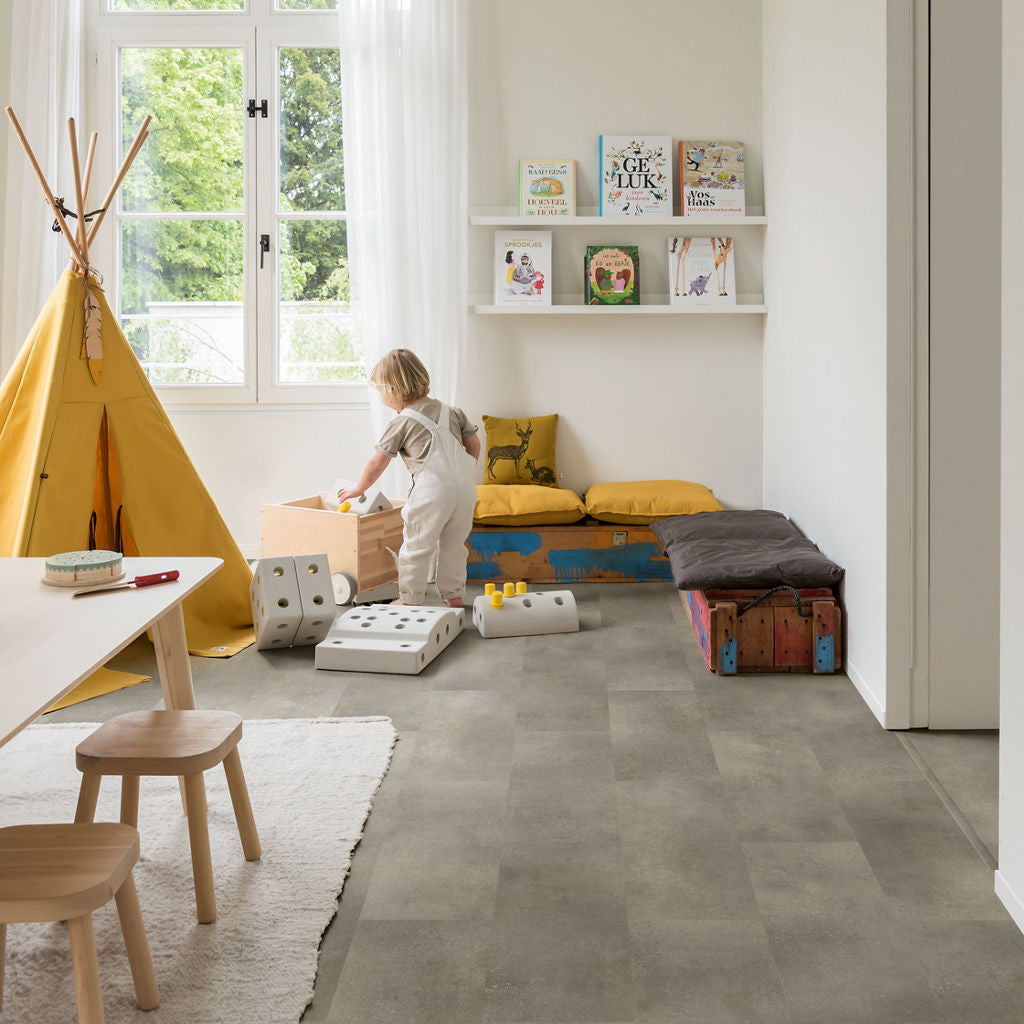 Quick-Step Alpha Vinyl Oro Concrete Rock AVSTU40234 - Premium Quick-Step collection featuring luxury vinyl tile flooring with waterproof technology and easy click-fit installation