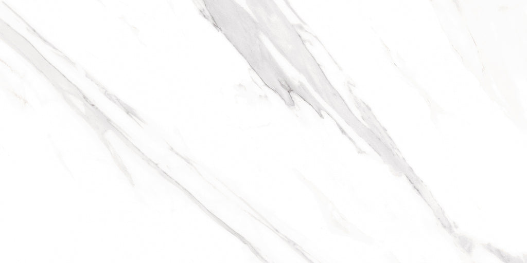 Statuario White Polished Marble-Effect Porcelain Tile