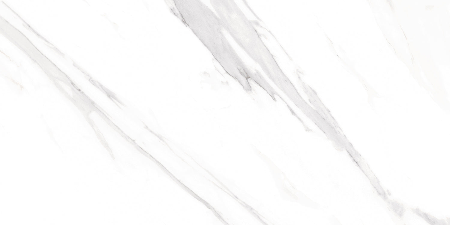 Statuario White Polished Marble-Effect Porcelain Tile