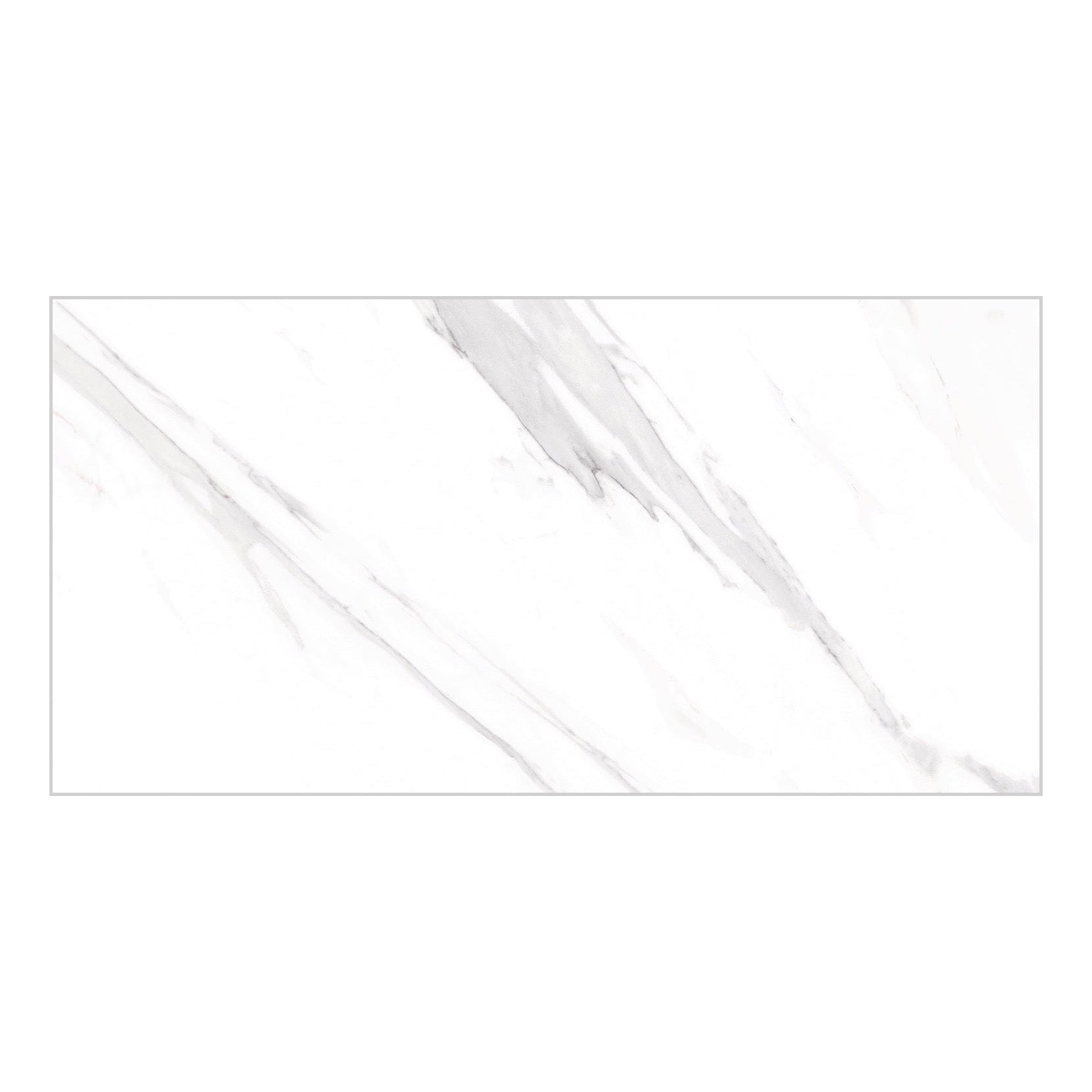 Statuario White Polished Marble-Effect Porcelain Tile — tile face