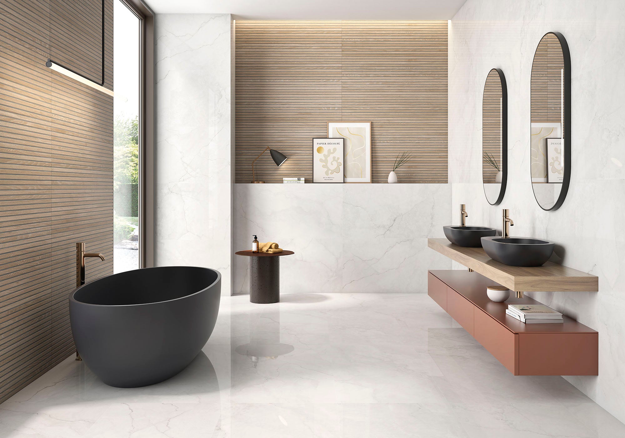 Titan White Polished Marble-Effect Porcelain Tile