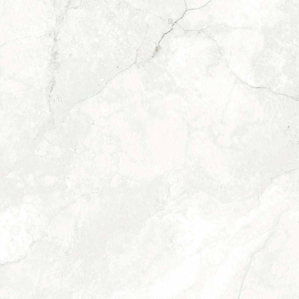 Titan White Polished Marble-Effect Porcelain Tile