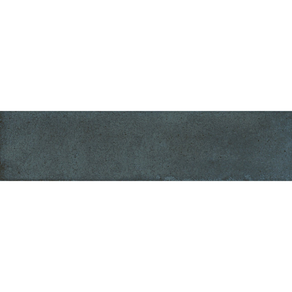 Detailed tile image of Urban Blue Glossy Metro Wall Tile with handcrafted finish and tonal variation in dark blue.