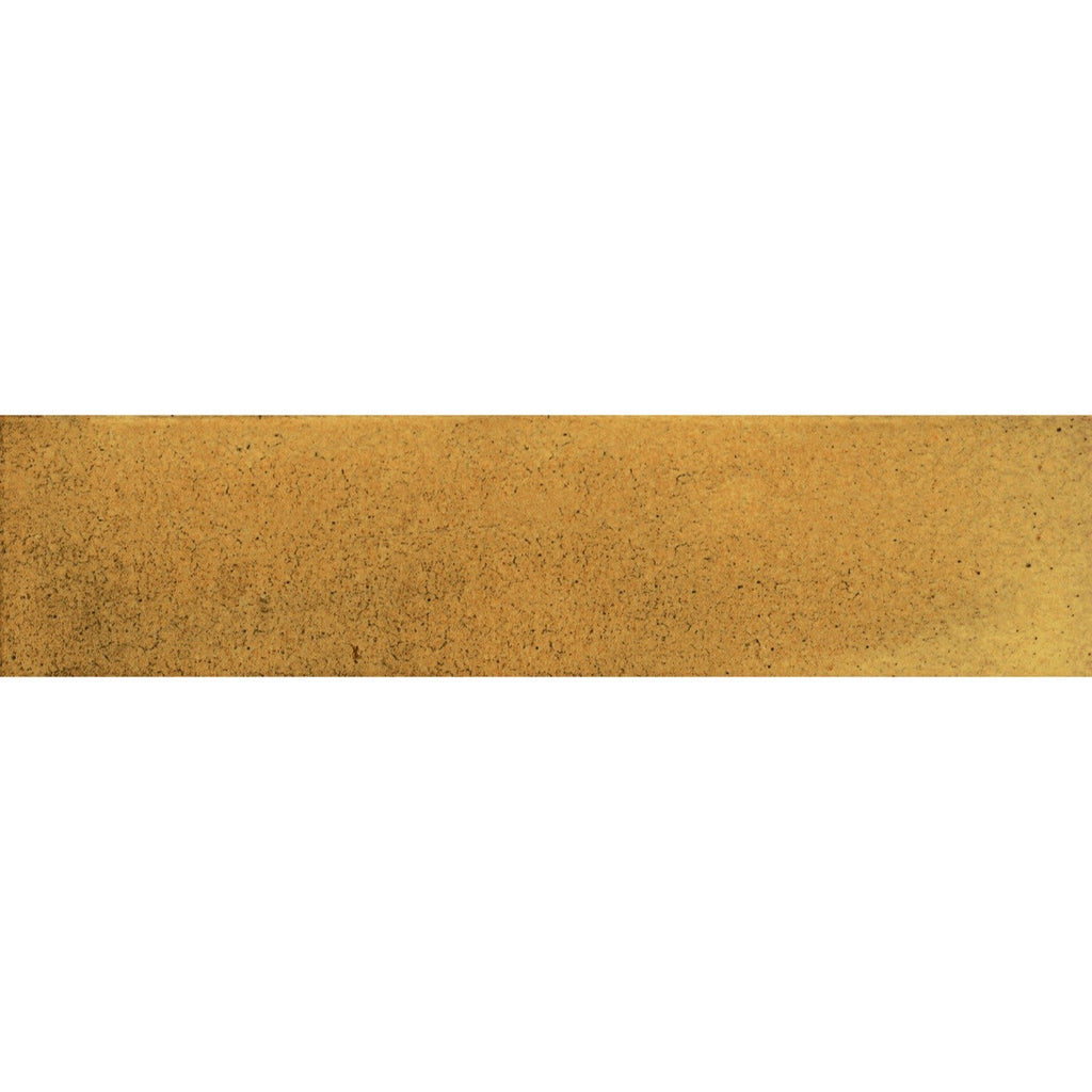 Detailed close-up of Urban Yellow Glossy Metro Tile showing honey-yellow tones, handcrafted texture and light surface speckling.