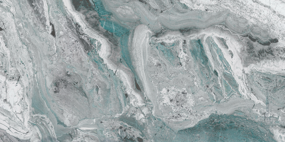 Close-up of Valencia Aqua Supershine Tile 60x120cm showcasing glossy surface with abstract aqua and stone-inspired veining.