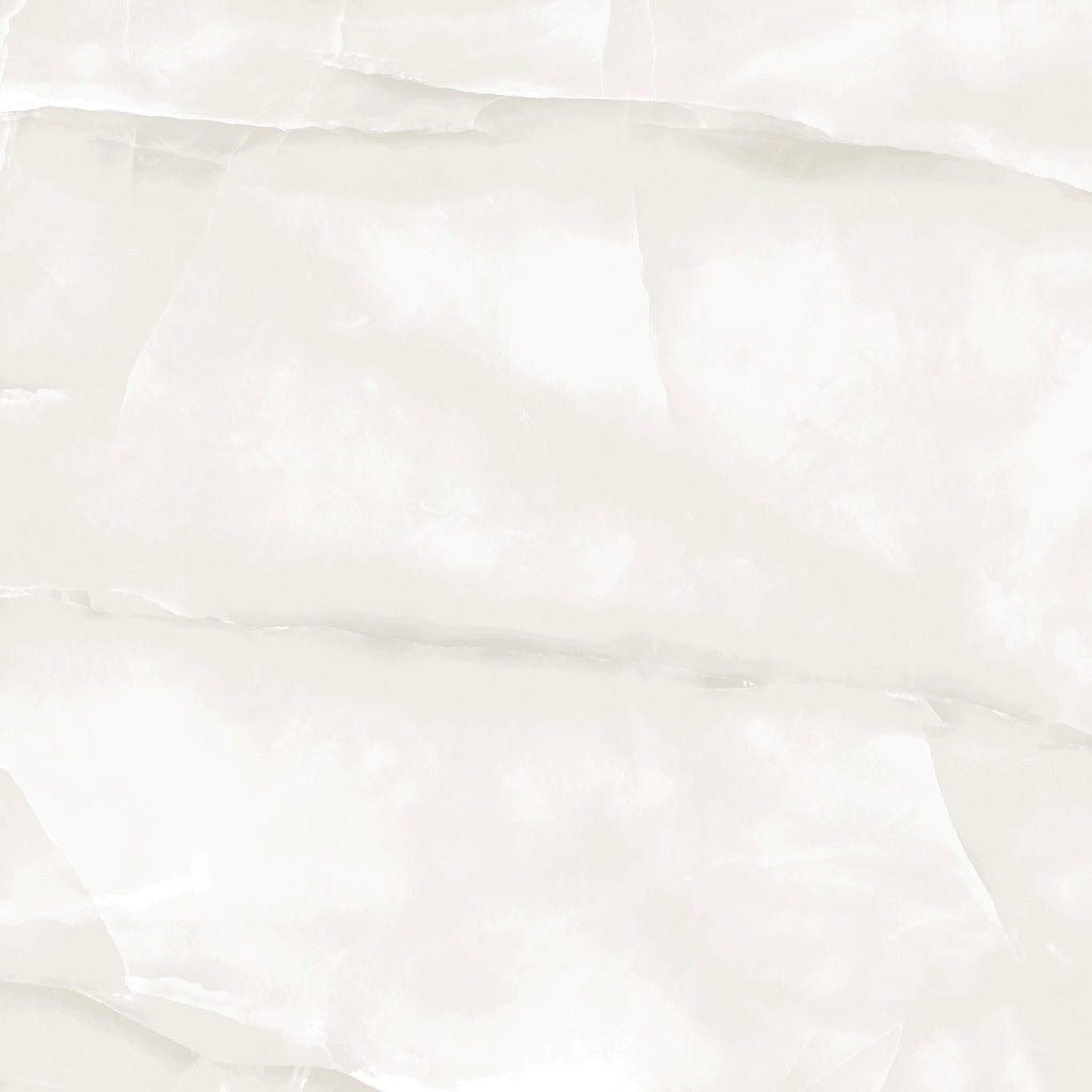 Zen White Polished Onyx-Effect Porcelain Tile
