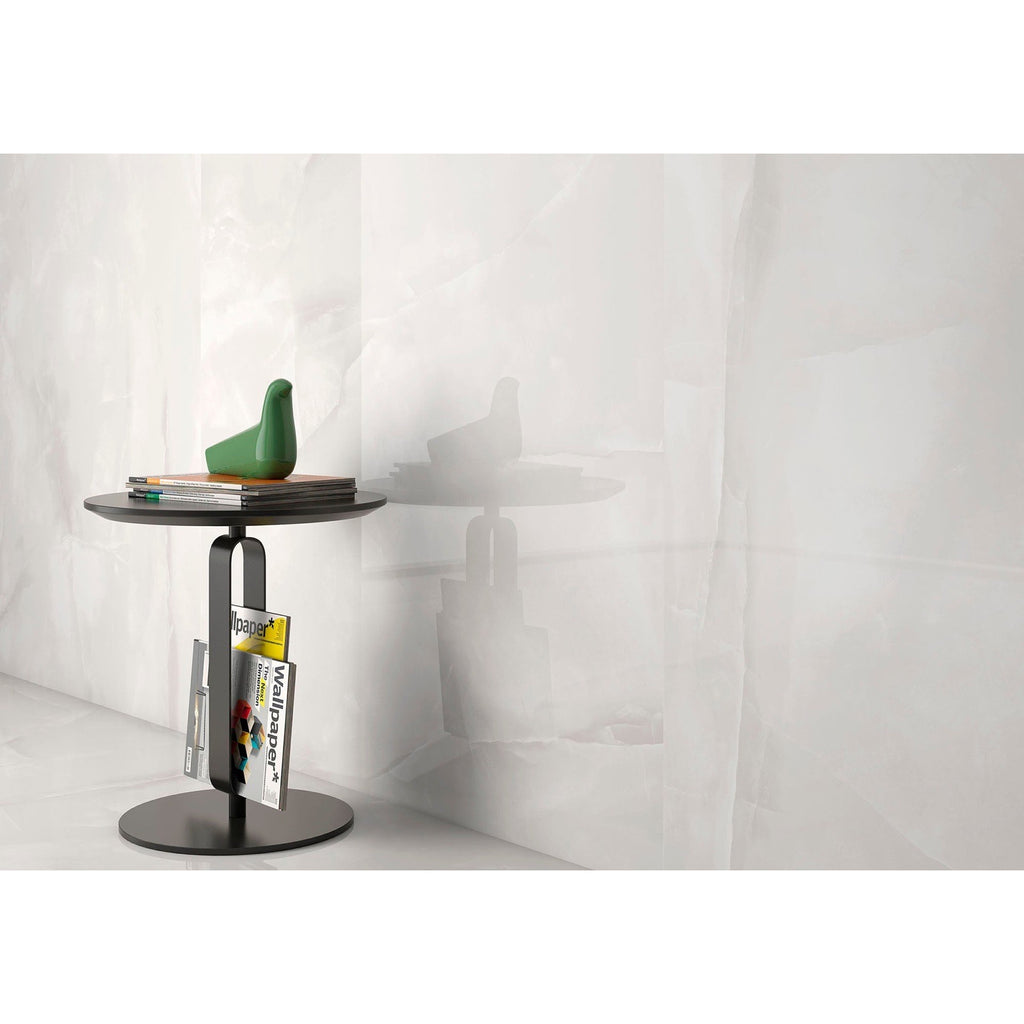 Zen White Polished Onyx-Effect Porcelain Tile