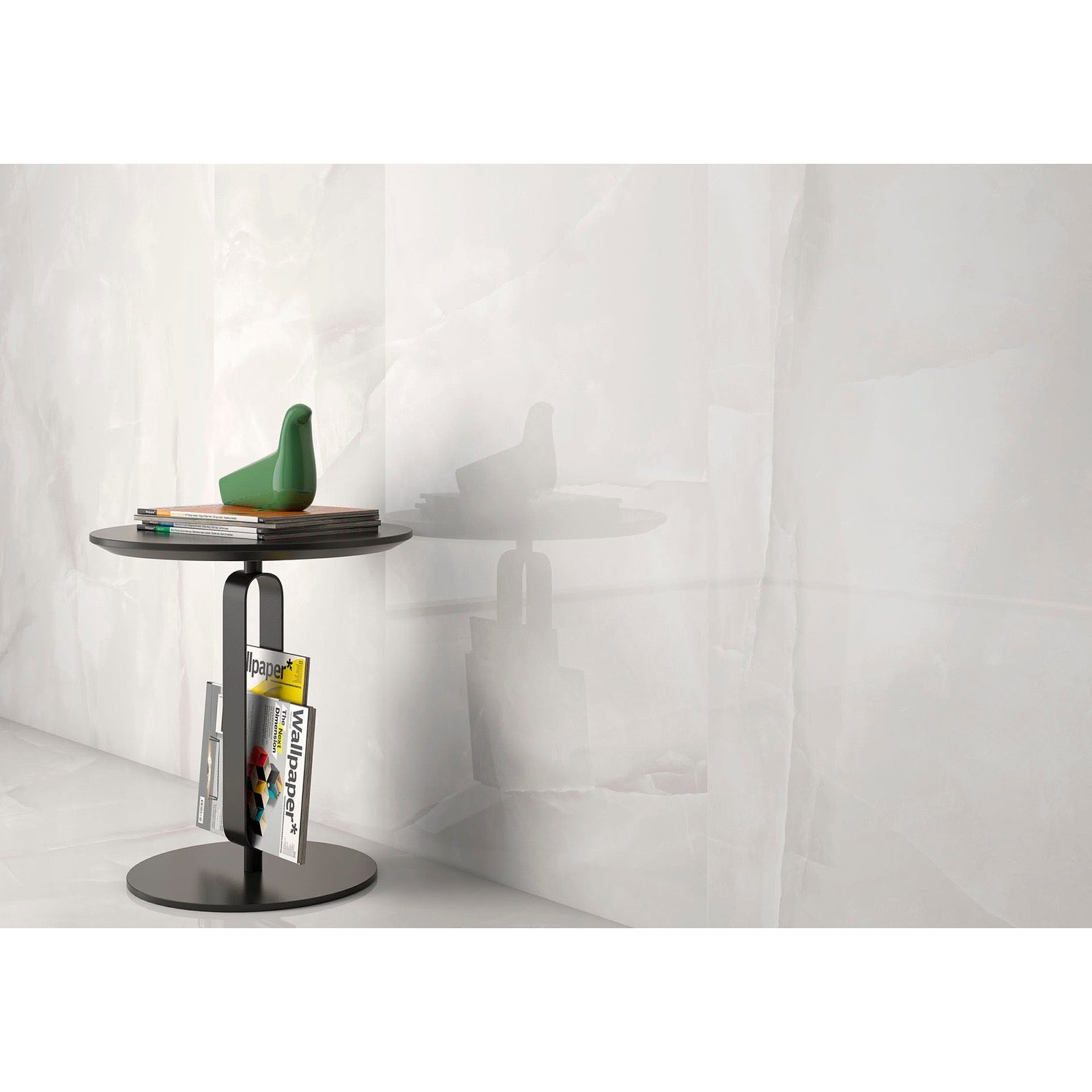 Zen White Polished Onyx-Effect Porcelain Tile