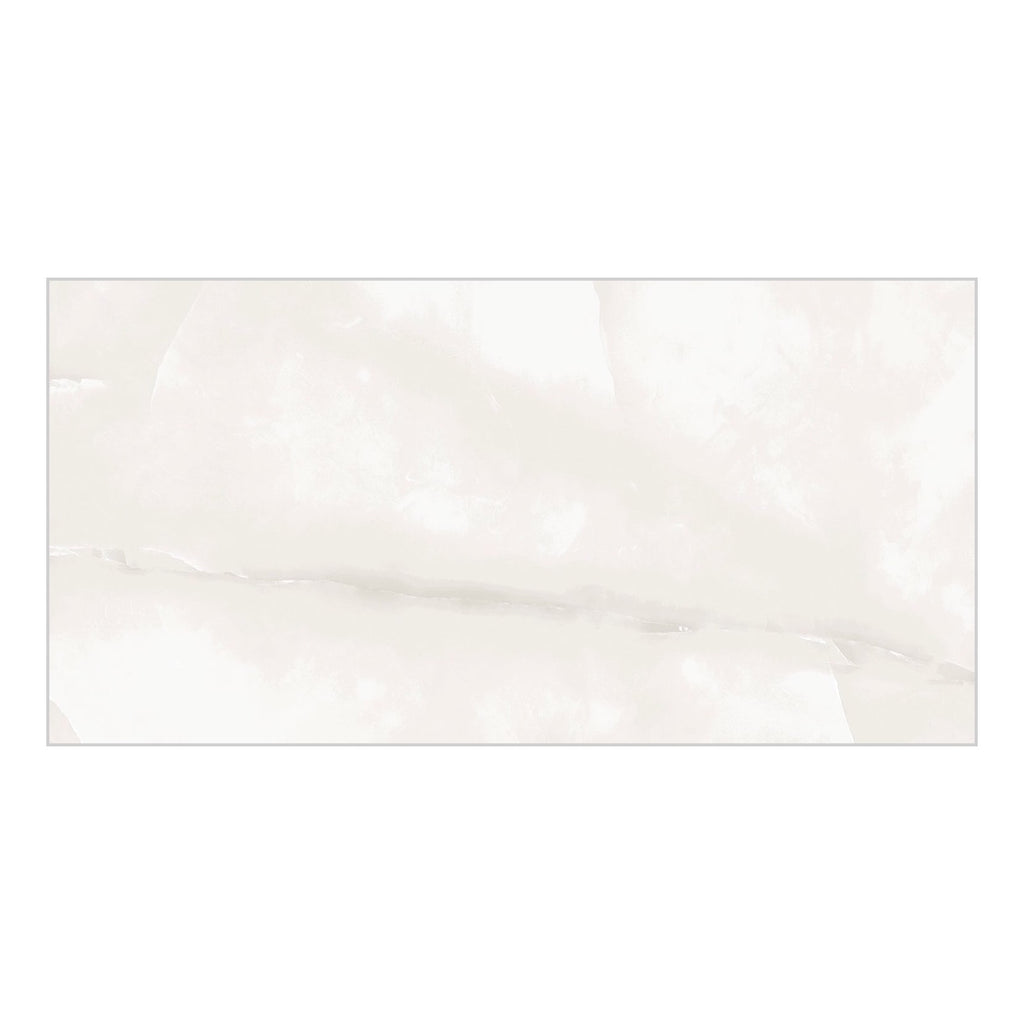 Zen White Polished Onyx-Effect Porcelain Tile — tile face